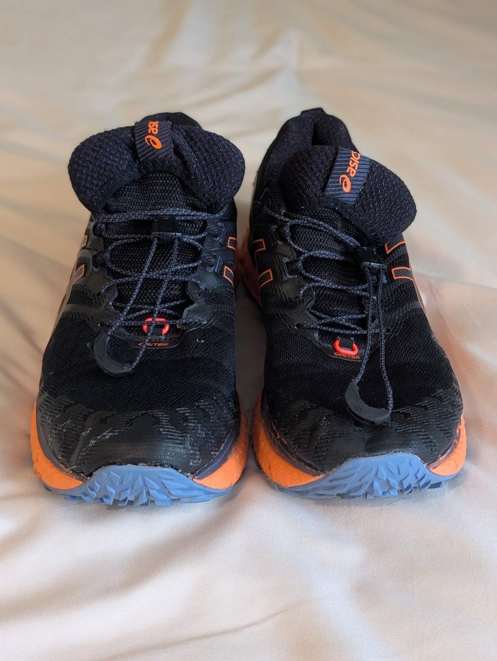 ASICS Trabuco Max Men’s 9.5 Trail Running Shoes Black Orange Blue
